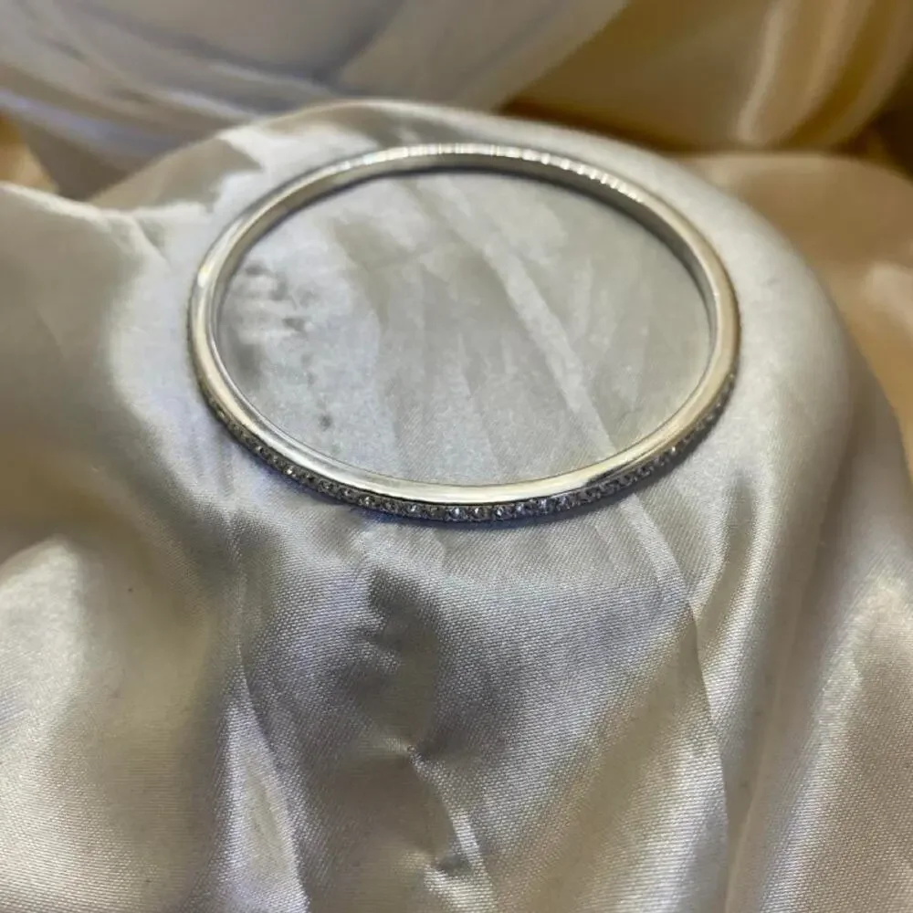 Retired Swarovski “Bolt” Crystal Bangle Bracelet Silver Medium M 5081365